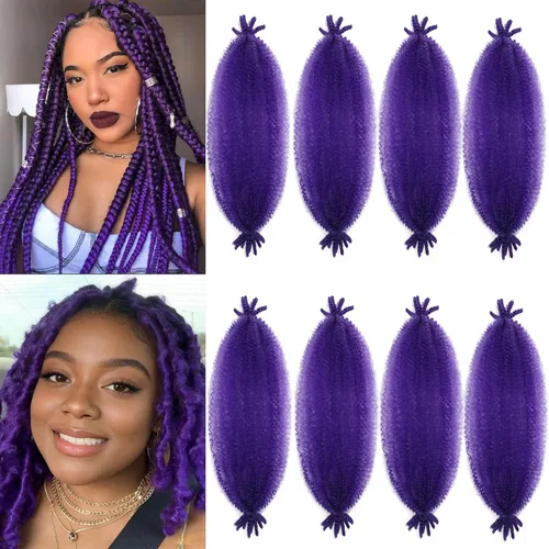 Vista 7 de 3 paquetes de cabello rizado afro elástico de 10 pulgadas, cabello trenzado Marley Twist 1B preseparado de ganchillo sintético suave para rastas