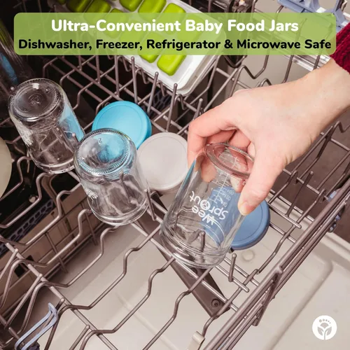 Vista 3 de WeeSprout Tarros de vidrio para almacenamiento de alimentos para bebés con tapas (4 onzas, 6 unidades) para aperitivos, puré, recipientes pequeños