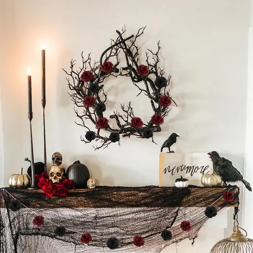 Vista 4 de Flores artificiales de rosas, 50 unidades de rosas negras a granel con tallo, cabeza de flor falsa de rosa de seda de 3 pulgadas para boda, fiesta