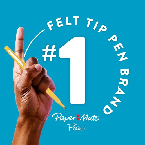 Vista 5 de Paper Mate - Bolígrafos de punta de fieltro Flair, punta mediana (0.7 mm), rojo, 12