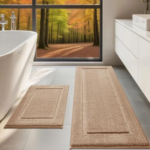 Vista 26 de Alfombras de baño de 24 x 17 pulgadas, microfibra extra suave y absorbente, parte trasera antideslizante, secado rápido, lavable a máquina, tapetes