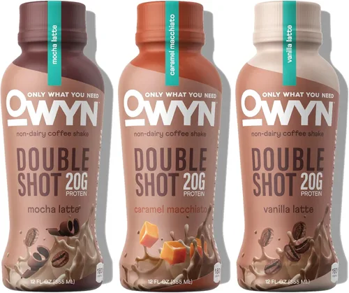 Vista 8 de OWYN Only What You Need Double Shot Café de Proteína Keto Sin Lácteos, Caramelo Macchiato, 0g de Azúcar, 20g de Proteína a Base de Plantas, 180mg