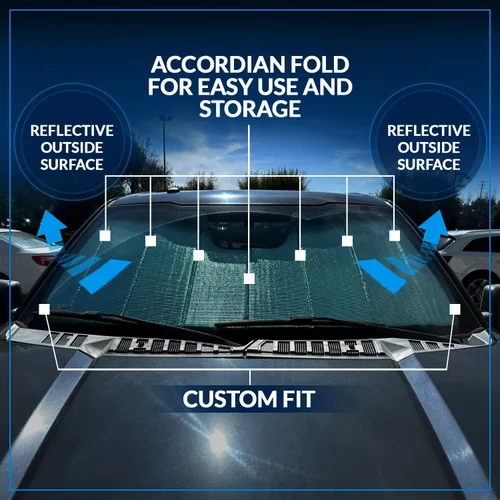 Vista 5 de Parasol de automóvil de ajuste personalizado Visera solar Parasol para ventana de automóvil Visera frontal plegable Compatible con Nissan