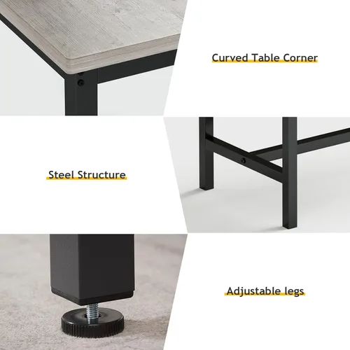 Vista 2 de Rovibek Juego de mesa de comedor para 4 personas con 2 bancos, juego de mesa de cocina que ahorra espacio para cocina y comedor, gris