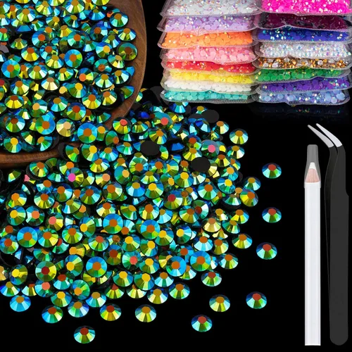Vista 14 de 4000 diamantes de imitación de resina de 0.157 pulgadas a granel, transparentes AB con parte trasera plana, diamantes de imitación redondos