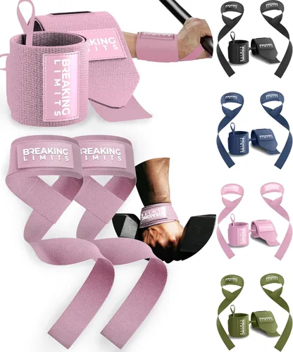 Vista 11 de Correas de gimnasio Breaking Limits Correas de levantamiento de peso para muñecas Paquete – Correas de levantamiento para entrenamiento