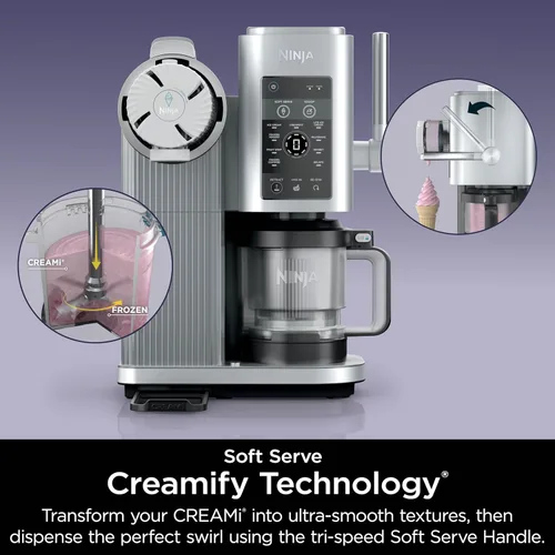 Vista 8 de Ninja CREAMi - Máquina para hacer helados y servir suaves, sorbete, batido, yogur congelado, programa bajo en calorías y más, 13 en 1, mango suave