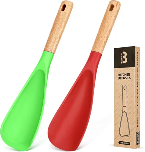 Vista 17 de Cuchara de cocina para utensilios de cocina antiadherentes, ideal para cocinar y servir silicona mate resistente sin BPA, cuchara con mango