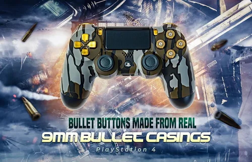 Vista 4 de Botones Bullet Controller para Playstation PS4 PS5 - Fabricado con carcasas de bala gastadas reales de 0.354 in - Incluye herramientas