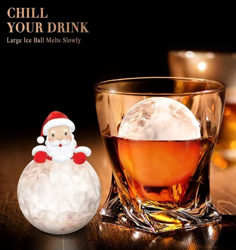Vista 2 de Molde redondo para cubitos de hielo con tapa, máquina de bolas de hielo de esfera de 2.2 pulgadas, molde grande para cubitos de hielo para whisky