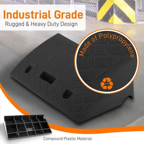 Vista 6 de Pyle Rampas de plástico ligeras y portátiles – Juego de 2 rampas de umbral de plástico resistente para calzada, muelle de carga, acera, automóvil
