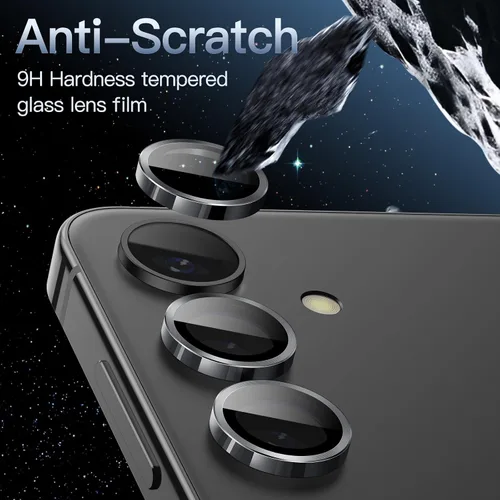 Vista 10 de JETech Protector de lente de cámara para Samsung Galaxy S24, negro ónix, 1 juego Vidrio templado 9H, cubierta de anillo individual de metal