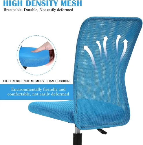 Vista 41 de Silla de oficina pequeña, silla de escritorio sin brazos con ruedas, silla ergonómica para computadora con soporte lumbar, silla giratoria de malla