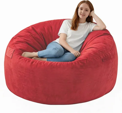 Vista 49 de Puf de 5 pies, puf grande con relleno de espuma viscoelástica, sofá puff esponjoso con funda de terciopelo holandés, puf redondo para sala de estar