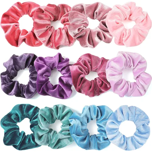 Vista 8 de IVARYSS Coleteros para mujer, 12 coleteros de terciopelo negro para el cabello, soporte suave para coleta de caballo para niñas, bandas elásticas