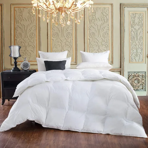 Vista 3 de Egyptian Bedding - Edredón de plumón de ganso siberiano de algodón egipcio de 600 hilos, capacidad de relleno (fill power) 750, color blanco