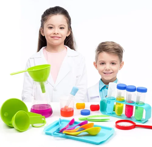 Vista 7 de Kit de experimento científico para niños con capa de laboratorio, 28 juguetes educativos STEM regalo con caja de almacenamiento, juguete de juego