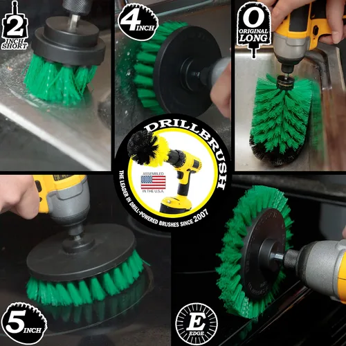 Vista 3 de Useful Products - Juego de 5 cepillos de limpieza ultra rígidos Black Drillbrush - Kit de accesorios de cepillo de parrilla no metálico para taladro
