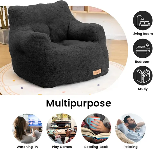 Vista 7 de Puf con relleno, sofá puff con relleno suave acolchado, sofá esponjoso y perezoso, cómodas y acogedoras sillas de puf con espuma viscoelástica