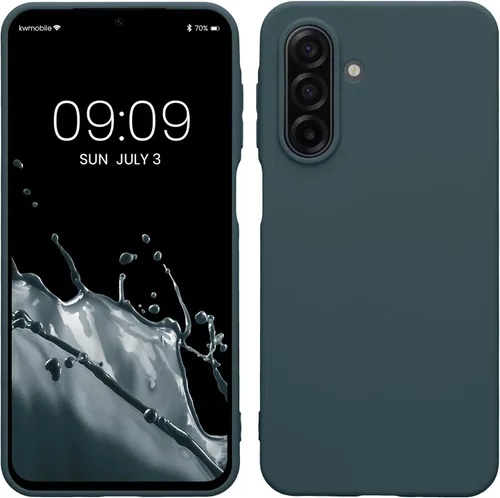 Vista 56 de kwmobile Funda compatible con Samsung Galaxy A12 - Funda protectora de silicona TPU suave y delgada - Verde oscuro mate