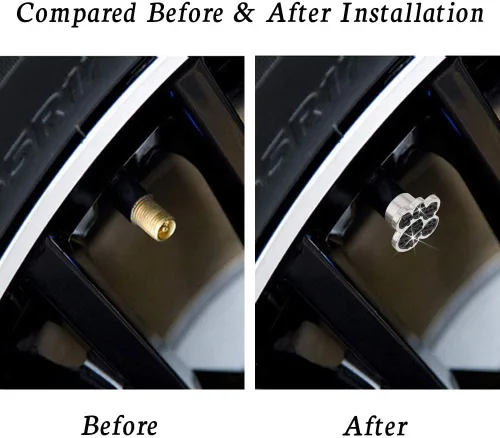 Vista 5 de SAVORI Tapas de vástago de válvula de pata, accesorios de automóvil, brillantes hechos a mano con diamantes de imitación de cristal, tapones