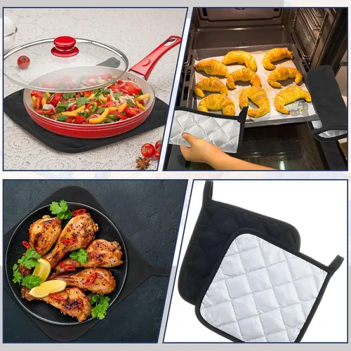 Vista 4 de Bokon 12 Pcs Pot Holders for Kitchen, Black Potholders Sets