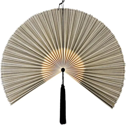Vista 10 de ChumDecor Decoración de pared con abanico, ventilador gigante japonés, arte de pared de abanico grande de bambú para cabecero colgante bohemio