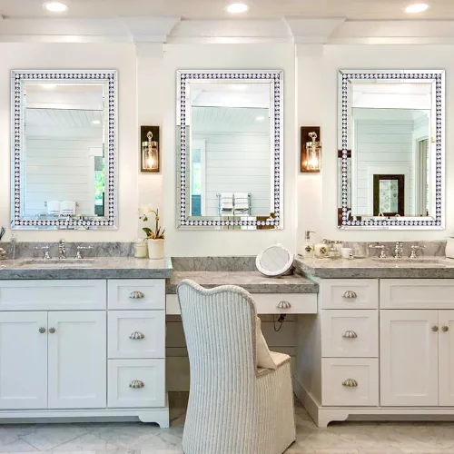 Vista 4 de Espejo decorativo rectangular grande para decoración, espejo de pared de sala de estar de 28 x 40 pulgadas con marco de cristal de cristal, biselado