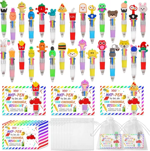 Vista 33 de CZWZ 8 piezas de bolígrafos de cuentas navideños, bolígrafos de plástico con cuentas y cuentas de silicona multicolor, bolígrafos navideños