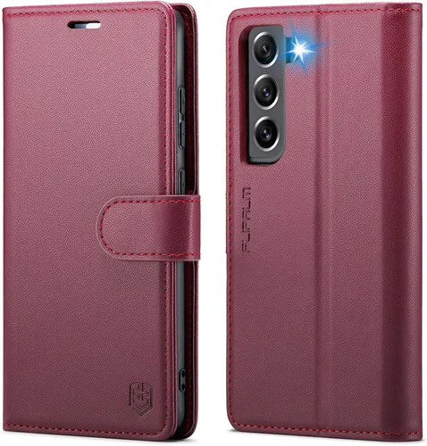 Vista 7 de FLIPALM Funda tipo cartera para Samsung Galaxy S21 FE 5G, bloqueo RFID, tarjetero de crédito, de piel sintética, función atril, funda protectora a