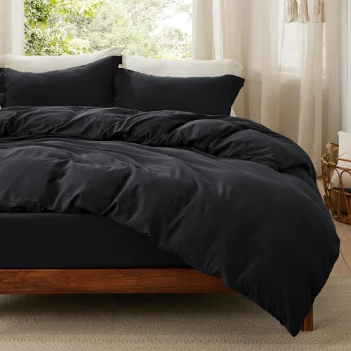 Vista 21 de Bedsure Funda de edredón blanca de tamaño matrimonial, suave, prelavado, 3 piezas, 1 funda de edredón de 80 x 90 pulgadas con cierre de cremallera