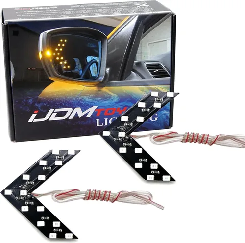 Vista 10 de iJDMTOY Par de Paneles de Circuito LED en Forma de Flecha 14-SMD para Retroadaptación de Intermitentes Detrás del Espejo Lateral, Rojo Brillante