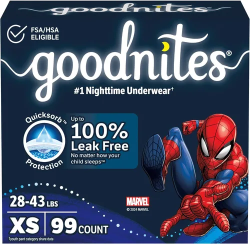 Vista 30 de Goodnites Ropa interior nocturna para niños contra la enuresis, talla extra pequeña (28-43 libras), 15 unidades, el embalaje puede variar