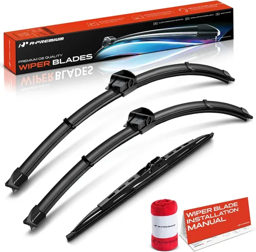 Vista 40 de A-Premium Juego de 3 limpiaparabrisas con indicador de desgaste y toalla, compatible con Dodge Nitro 2007-2011, juego de escobillas