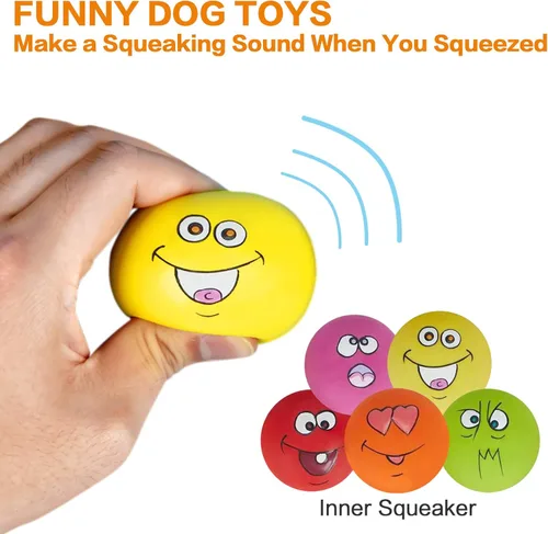 Vista 3 de N-S Juguete chirriante para perro, juguetes para masticar duraderos para dentición, látex, goma suave, interactiva, para jugar a buscar con cara