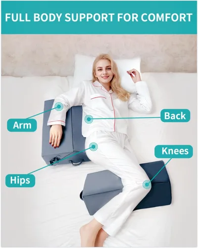 Vista 8 de Cuñas para Posicionamiento en Cama, Almohadas de Cuña Lateral para Personas Mayores 3PCS, Almohada de Cuña de Posicionamiento Multifunción