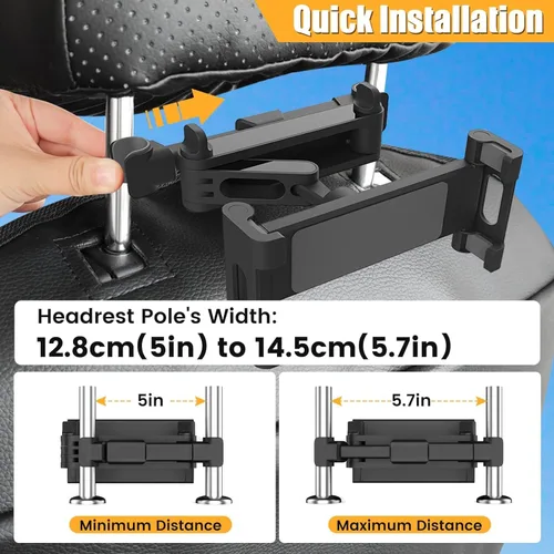 Vista 3 de najiaxiaowu Soportes para Tabletas PC Paquete de 2 Soporte para Tableta para Coche, Soporte para Reposacabezas de iPad para iPad/Teléfonos