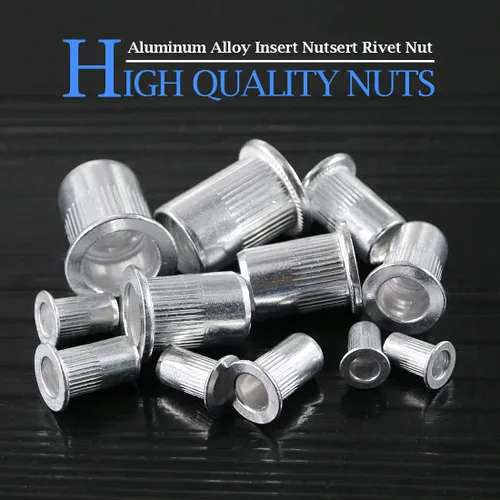 Vista 3 de Glarks 160 piezas de aleación de aluminio M3 M4 M5 M6 M8 M10 cabeza plana métrica roscada remache inserción Nutsert Kit surtido de tuercas de remache