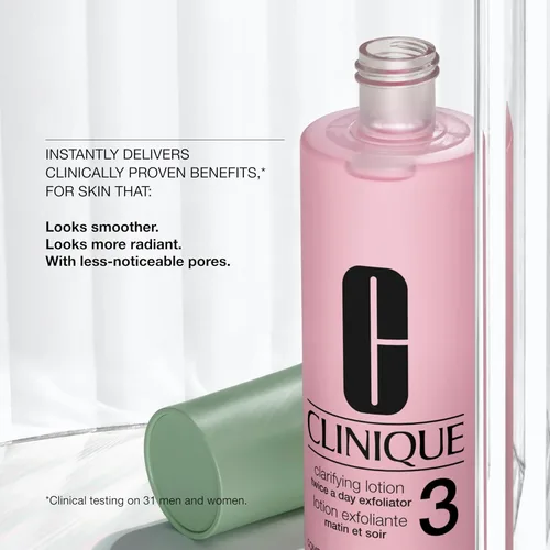 Vista 2 de Clinique 3-Step Clarifying Lotion Face Exfoliator 3 Toner With Witch Hazel + Salicylic Acid For Combination Oily Skin Types