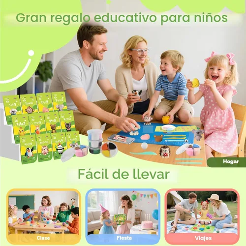 Vista 7 de Kit de arcilla seca al aire, 12 arcillas para modelar de animales para niños, arcilla Model Magic con herramientas de escultura y tutoriales, segura