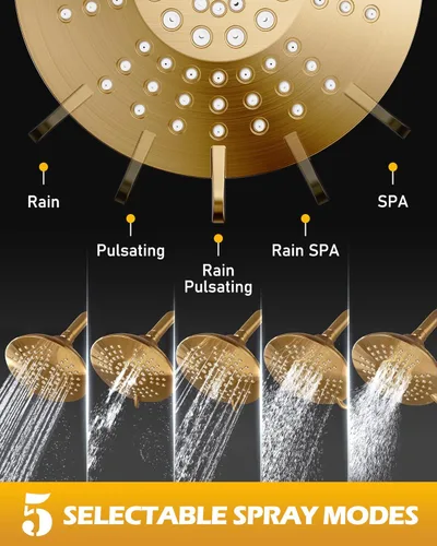 Vista 4 de Juego de grifería de ducha con válvula, WOWOW Kit de molduras de ducha con cabezal de ducha de lluvia de 6 pulgadas y caño de bañera, Combo de ducha