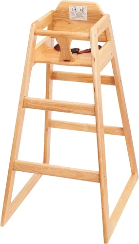 Vista 6 de Silla alta de madera para restaurante lista para montar, sillas altas para bebés, silla de alimentación duradera con escalones, sillas altas