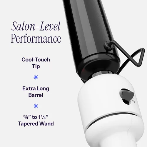 Vista 3 de HOT TOOLS Rizador cónico extra largo profesional de cerámica nano para rizos brillantes, 3/4 a 1 1/4 pulgadas