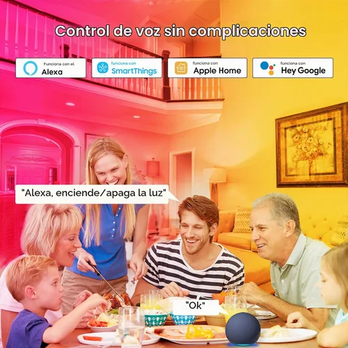 Vista 3 de Las bombillas energéticas funcionan con Alexa/Apple Home/Google Home/SmartThings, Matter Smart A19, bombillas inteligentes E26 RGB, equivalente a 60