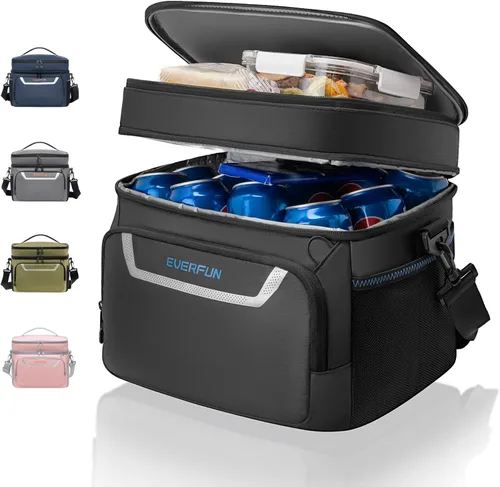 Vista 9 de EVERFUN Small Compact Cooler Bag 24/48 Can Insulated Lunch Box Double Deck Soft Leak-Proof Waterproof Collapsible Ice Chest for Men Women Work