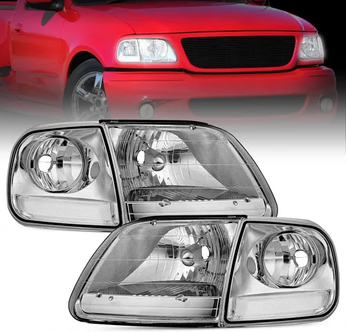 Vista 29 de Nilight - Conjunto de faros delanteros compatible con Ford F-150 Expedition 1997 1998 1999 2000 2001 2002 2003, carcasa negra, reflector ámbar