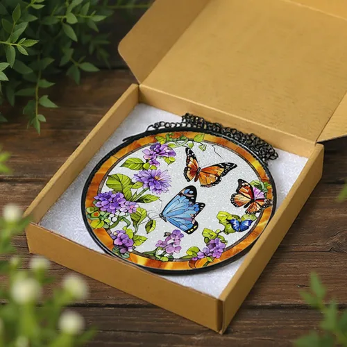 Vista 6 de Atrapasoles para colgar vidrieras, 8 pulgadas, atrapa el sol para ventana interior, mariposa para puertas de ventanas, decoración del hogar