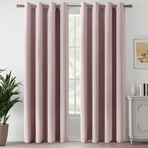 Vista 38 de Cortinas de Lino Beige con Bloqueo Total de Luz de 64 Pulgadas de Largo, Lino Sintético Texturizado con Bloqueo de Calor y Aislamiento Térmico