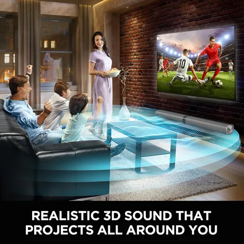 Vista 2 de Barra de sonido para Smart TV, barra de sonido de 80 W con conexión Bluetooth/ARC/Opt/AUX, aumento de volumen automático, 3 modos de ecualizador