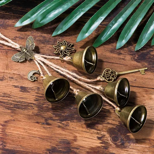 Vista 3 de 2 Piezas Campanas de Bruja para Pomo de Puerta para Protección Campanas de Latón Colgantes Suministros de Brujería Wicca Corona Campanas de Bruja